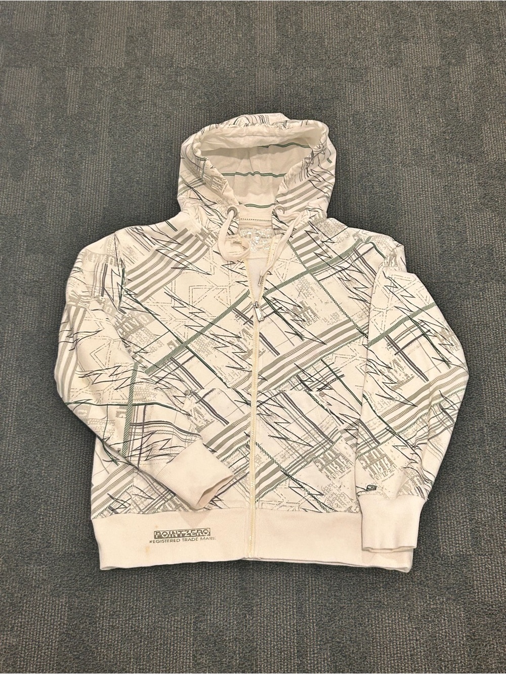 Point Zero White Hoodie with Gray Logo Accent